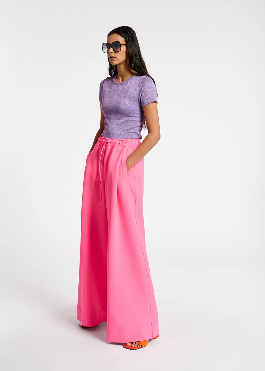 Neon pink wide-leg pants