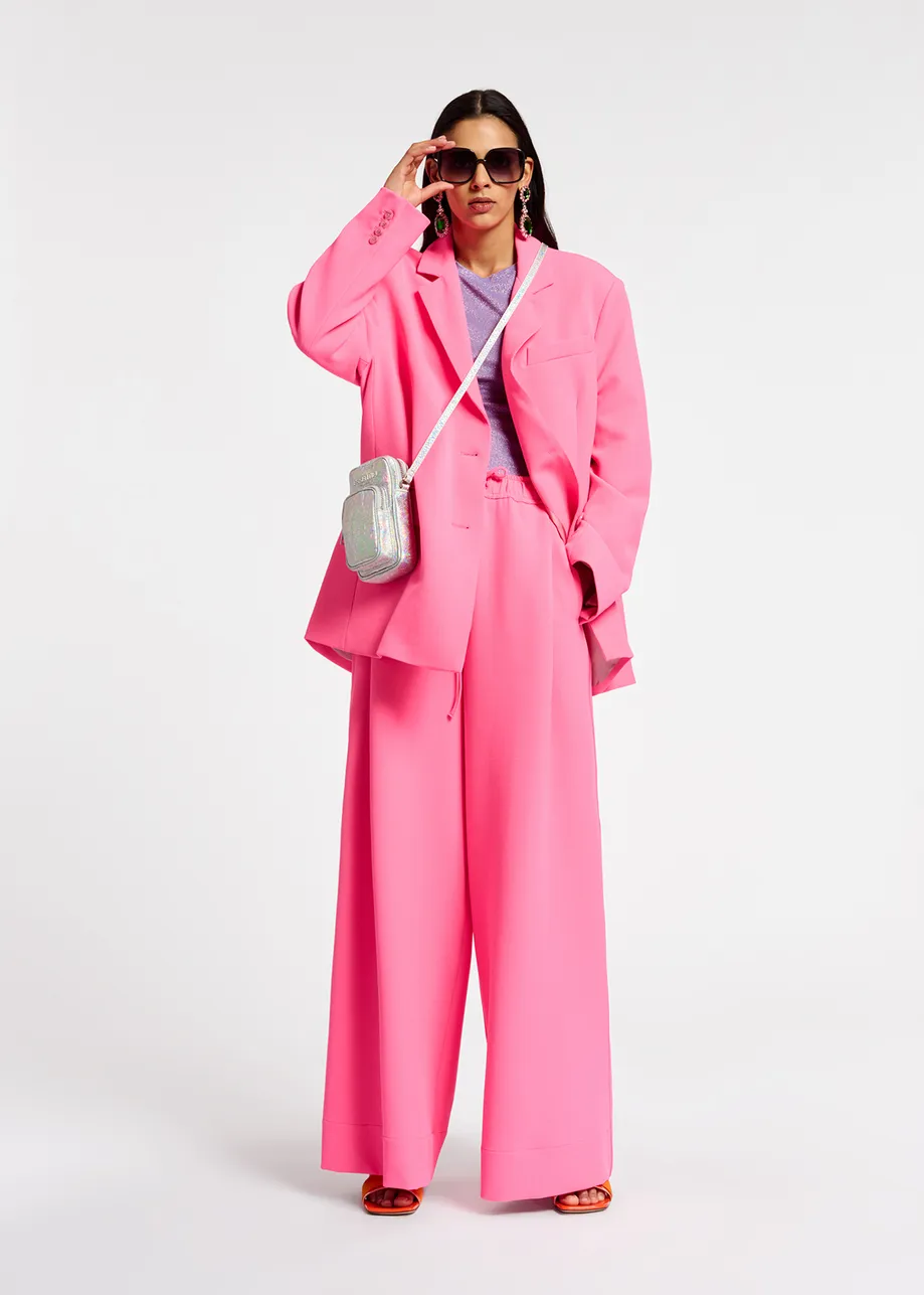 Neon pink wide-leg pants