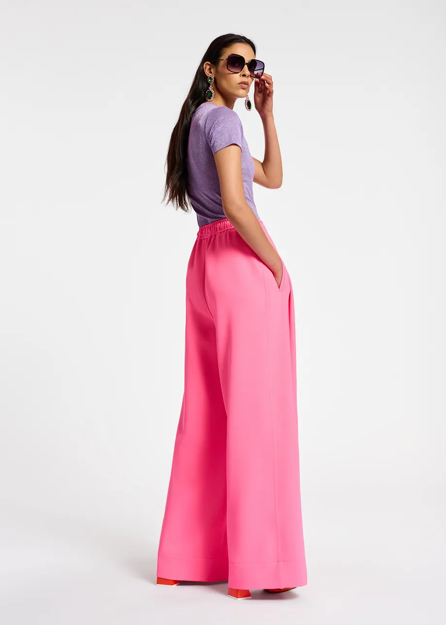 Neon pink wide-leg pants