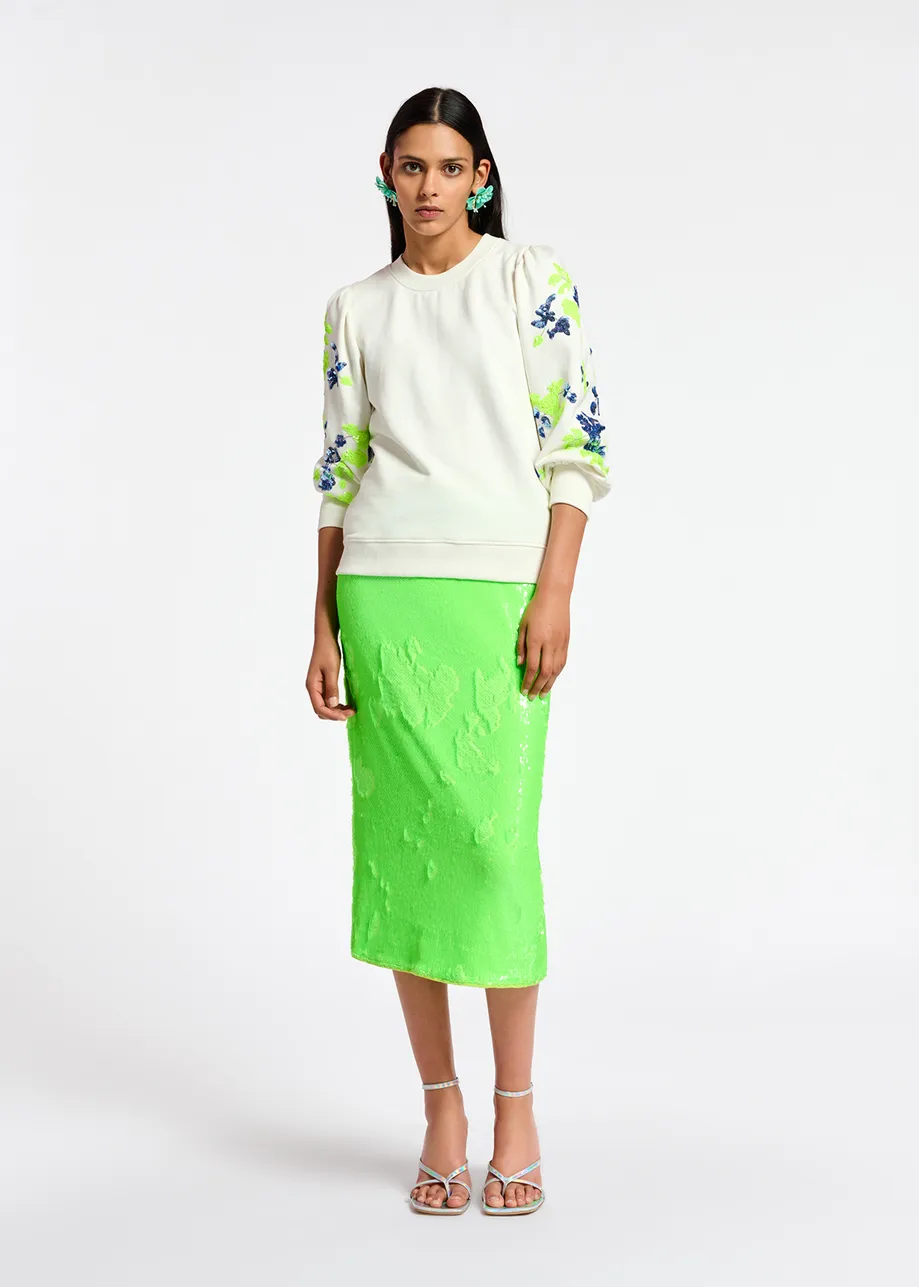 Witte sweater met kleurrijke pailletten