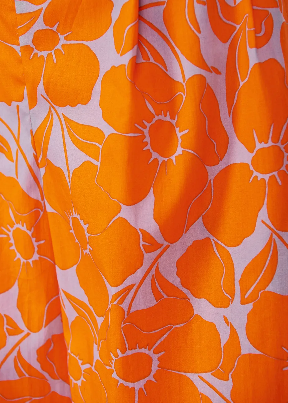 Lila en oranje katoenen broek met bloemenprint