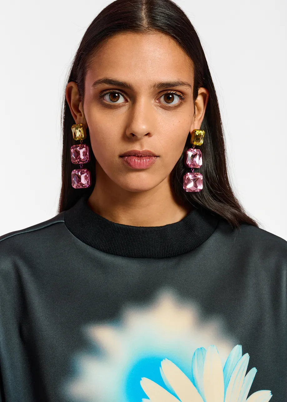 Robe noire à imprimé multicolore