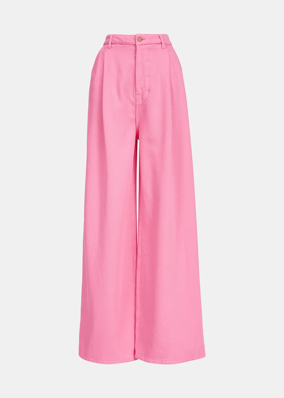 Neon pink wide-leg jeans