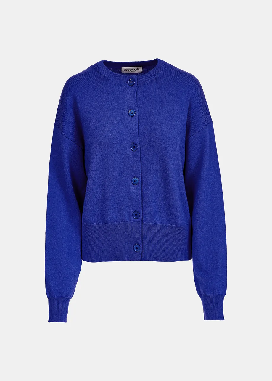 Dark blue fine-knit cardigan
