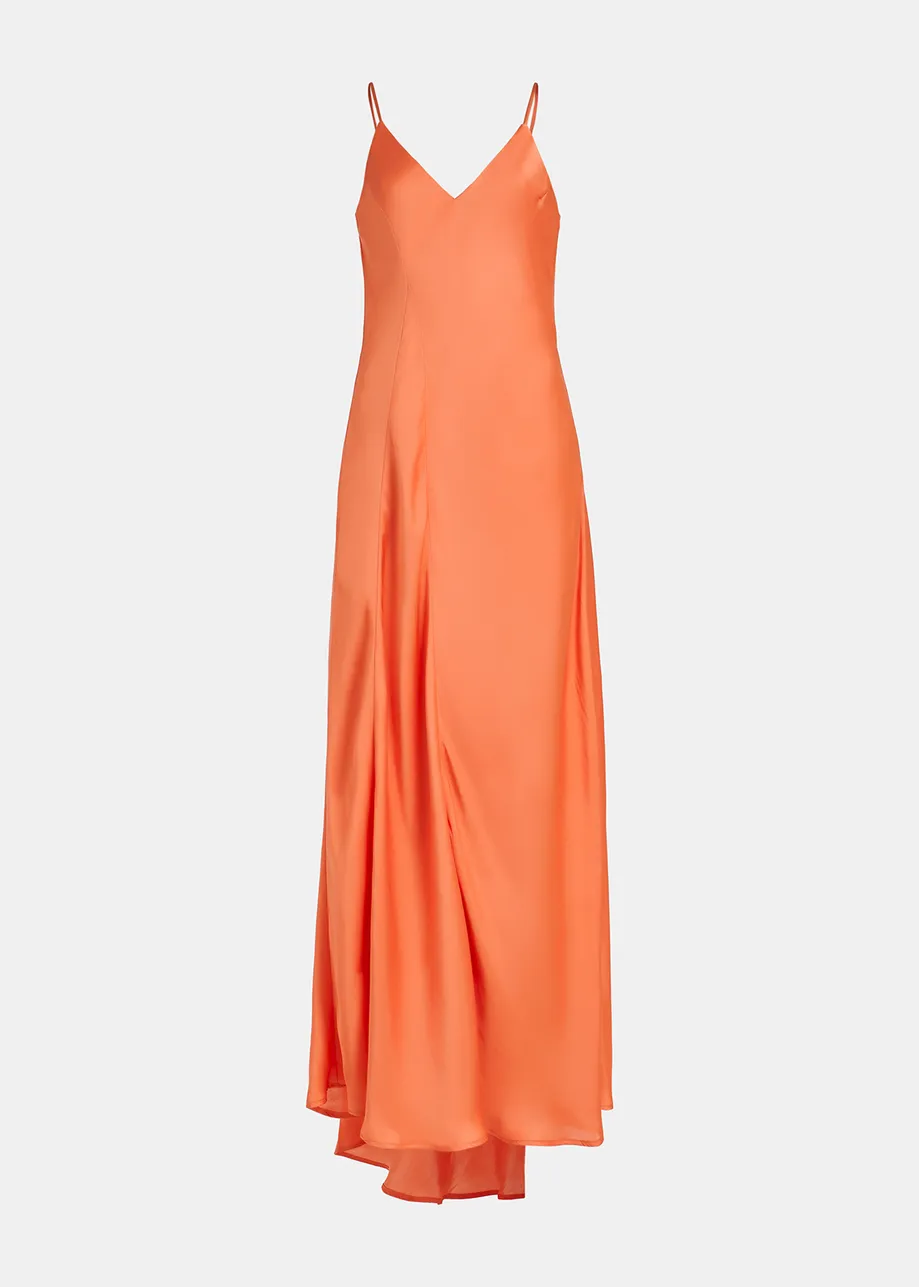 Orange maxi-length slip dress