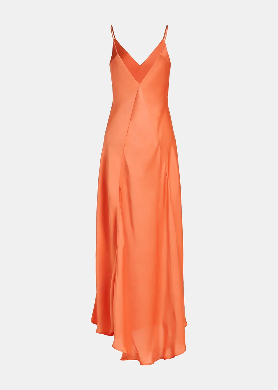 Orange maxi-length slip dress