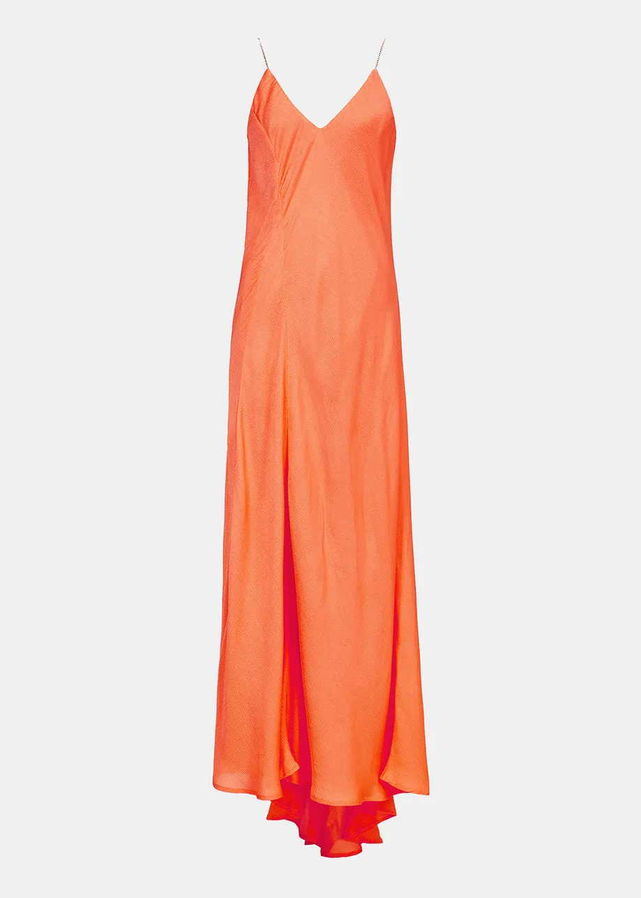 Orange maxi-length slip dress