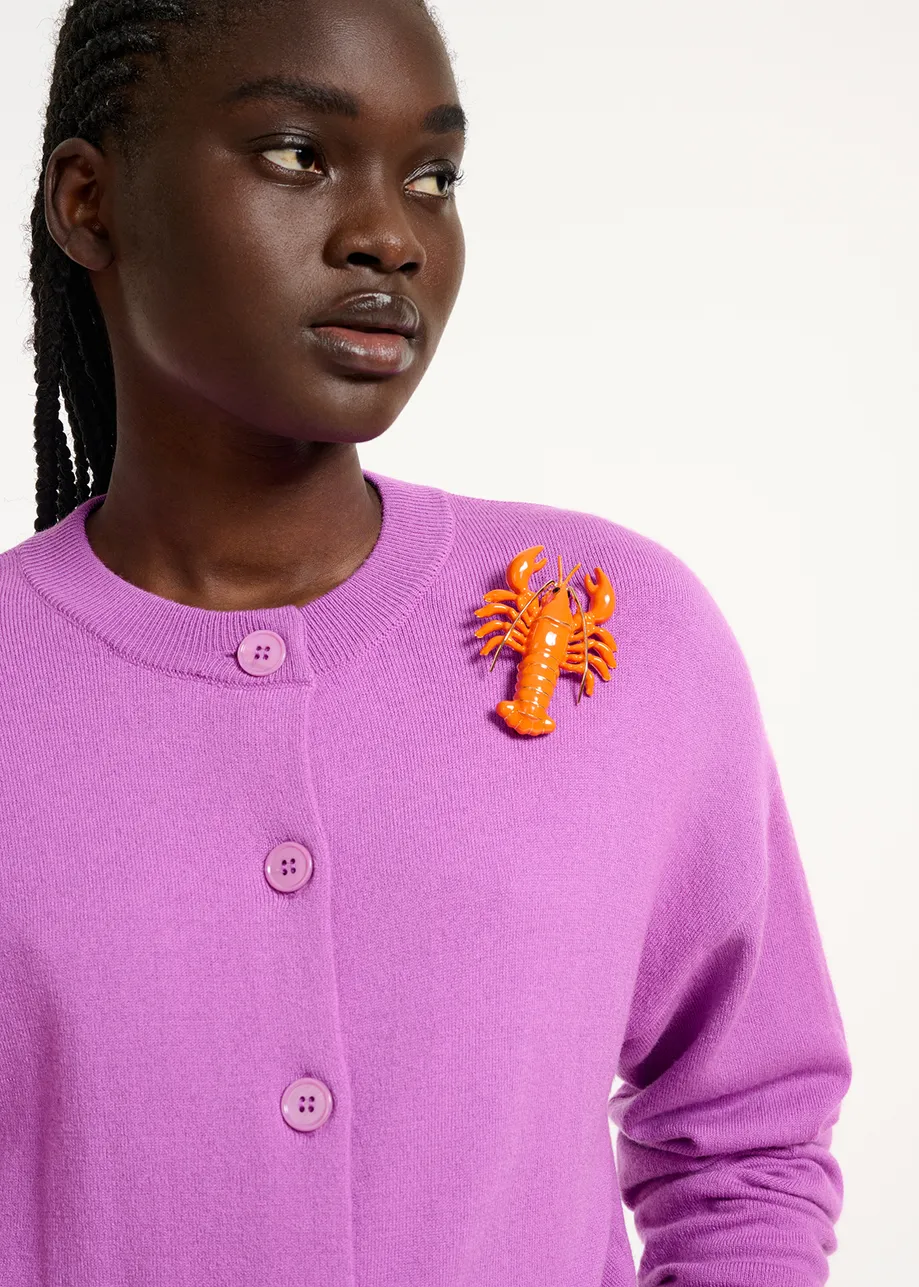 Orange enamel lobster brooch