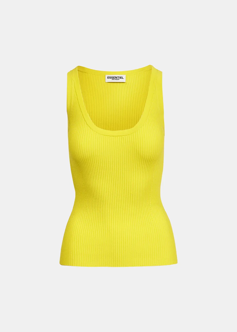 Yellow ribbed tank top