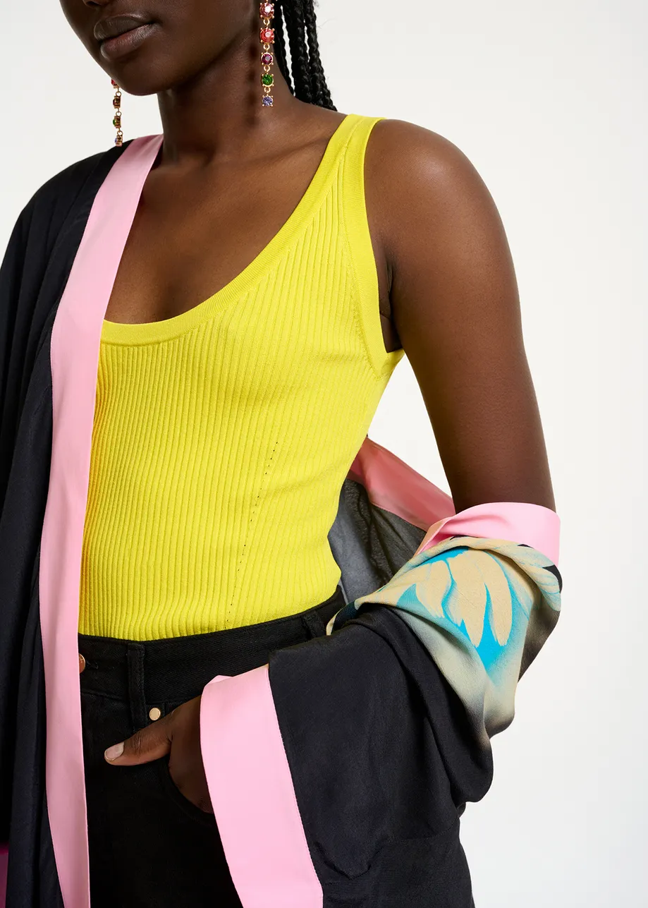 Yellow ribbed tank top