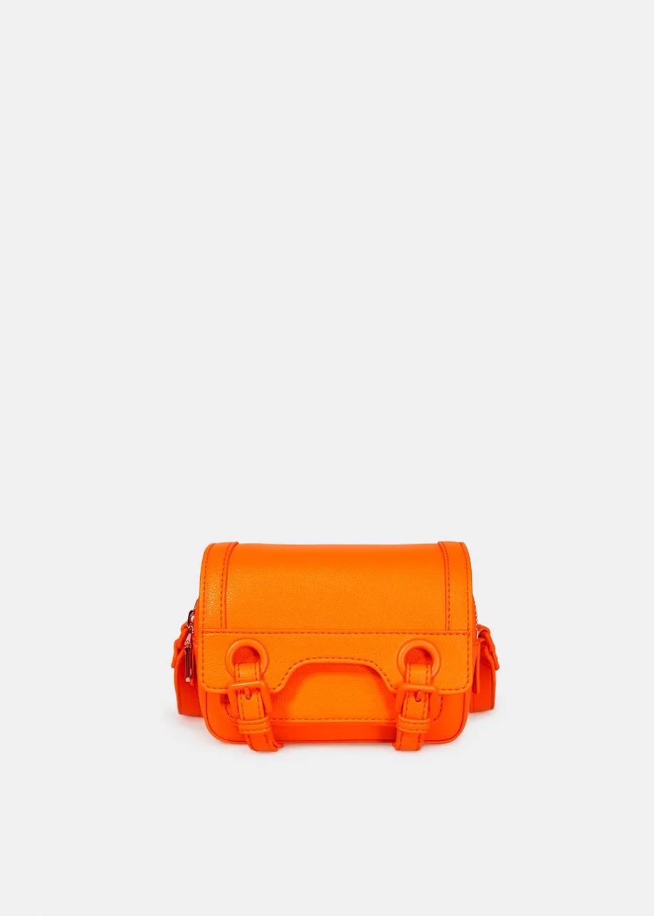 Neon orange satchel-inspired shoulder bag