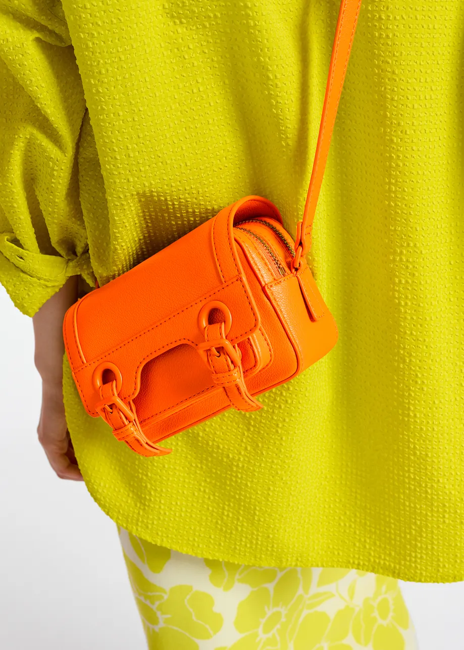Neon orange satchel-inspired shoulder bag
