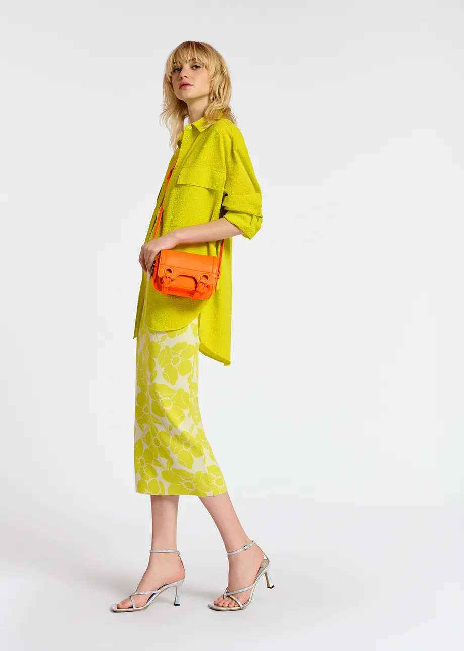 Neon orange satchel-inspired shoulder bag