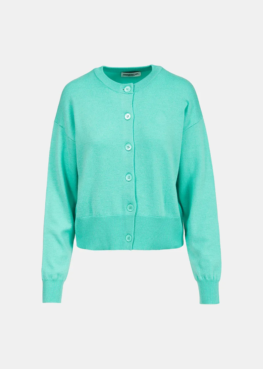 Fijn gebreide turquoise cardigan