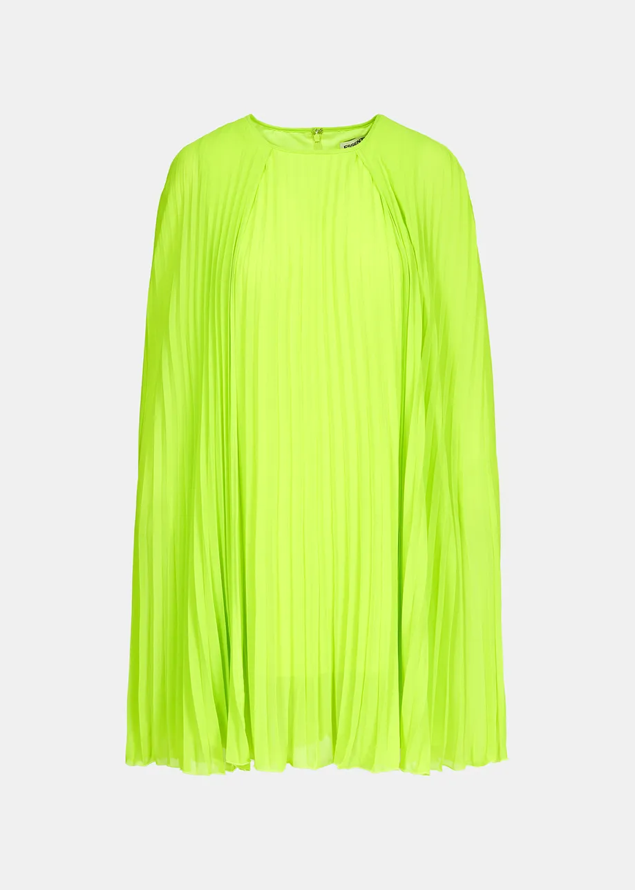 Fluogele geplisseerde mini-jurk met cape