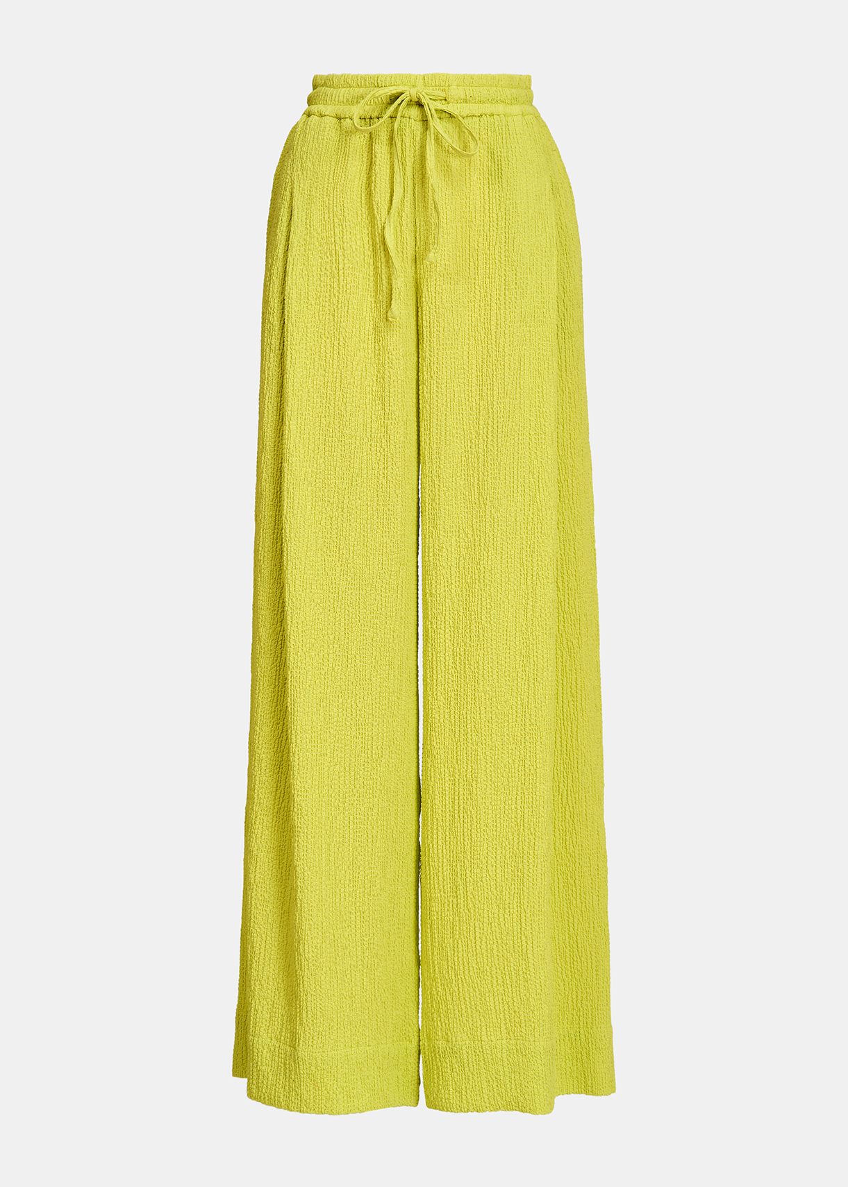 Lime green wide-leg seersucker pants | Essentiel Antwerp United States