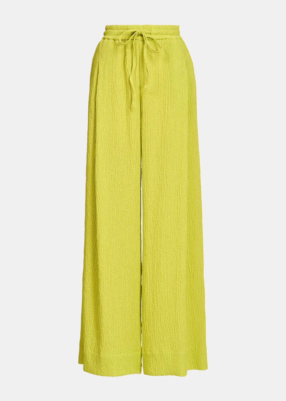 Limoengroene brede broek in cloqué