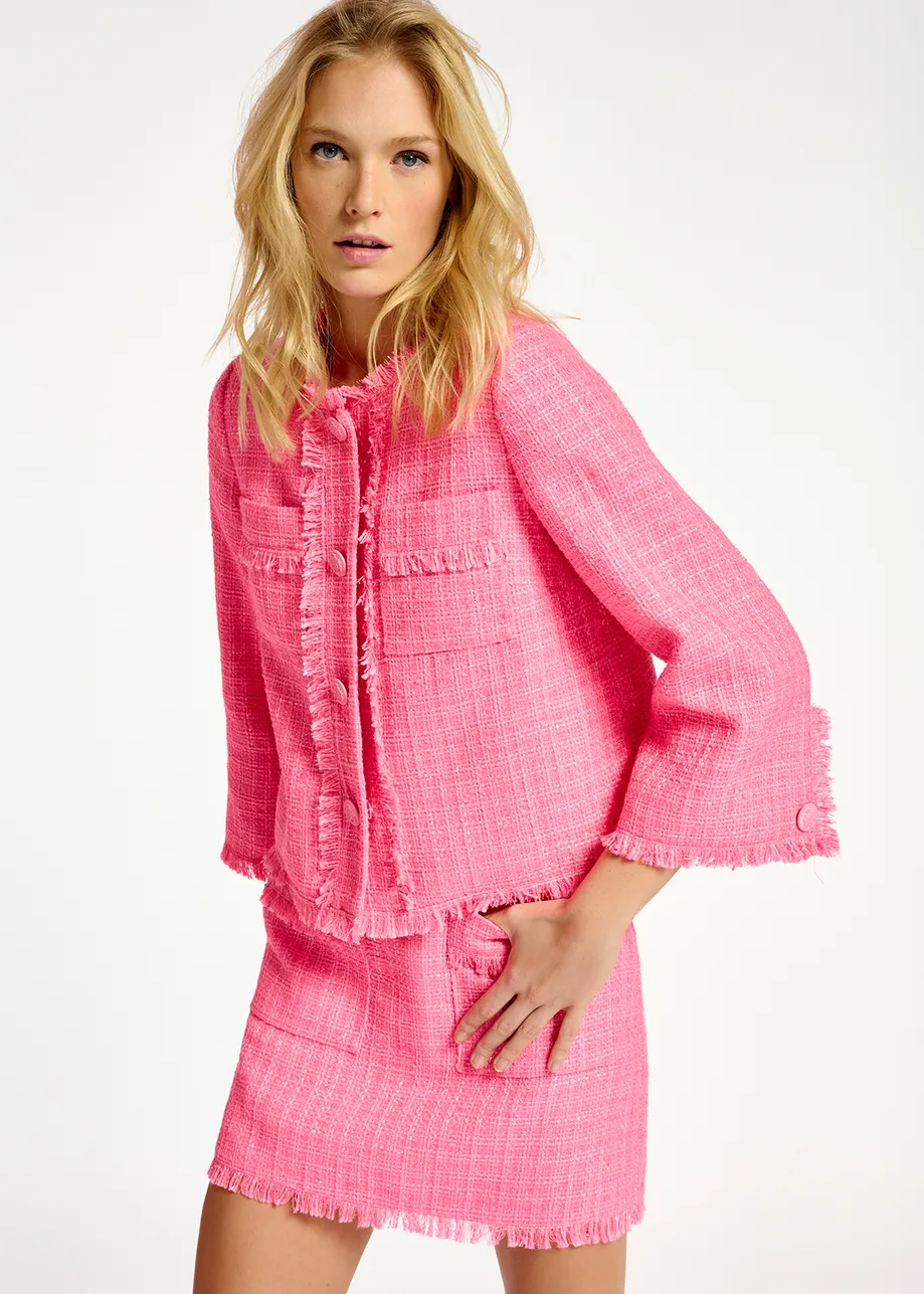 Neon pink tweed jacket