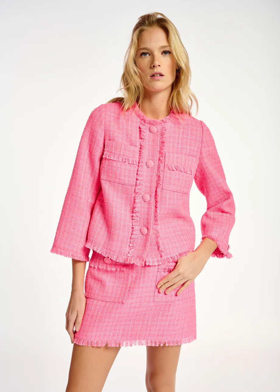 Neon pink tweed jacket