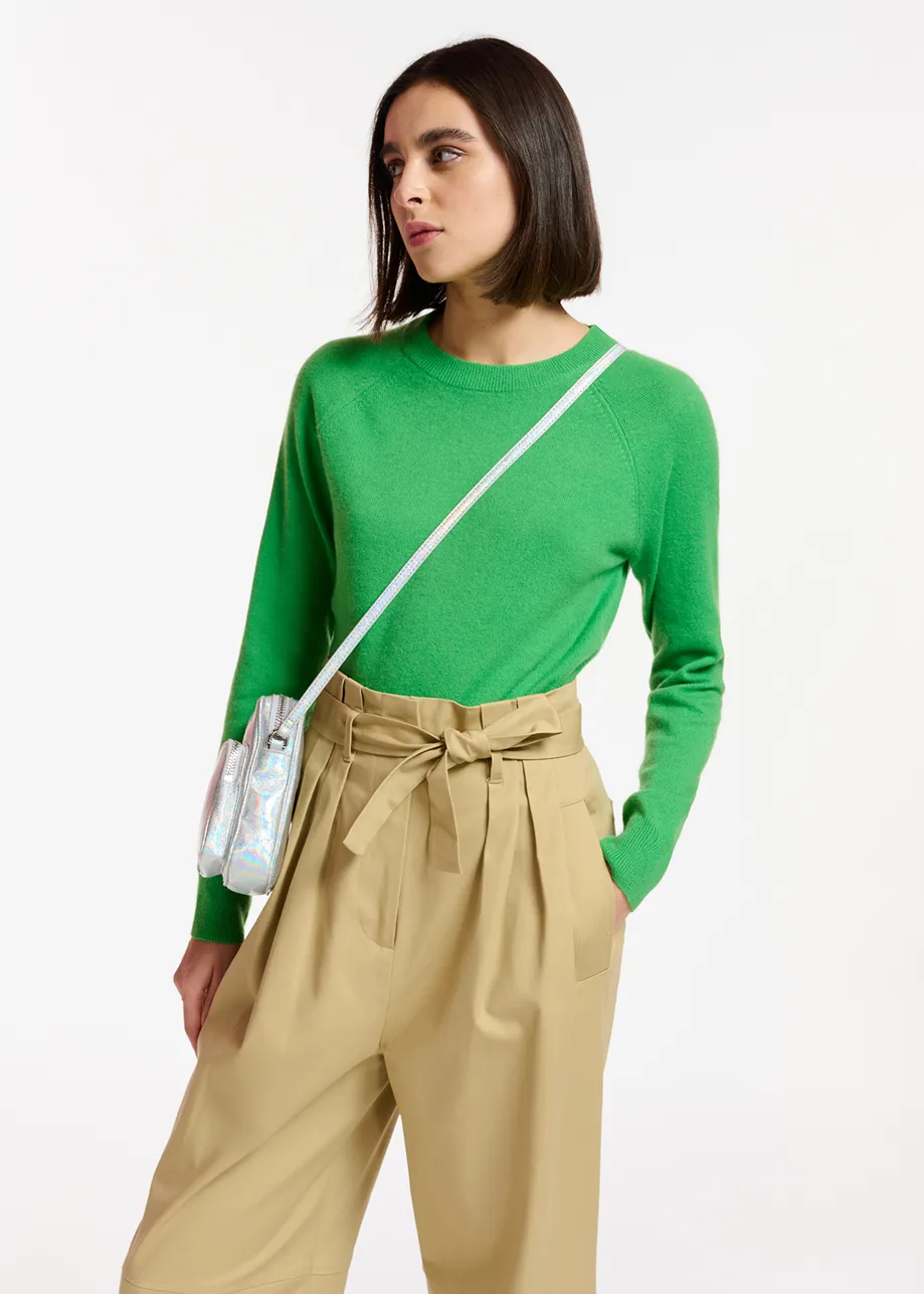Green cashmere knit sweater