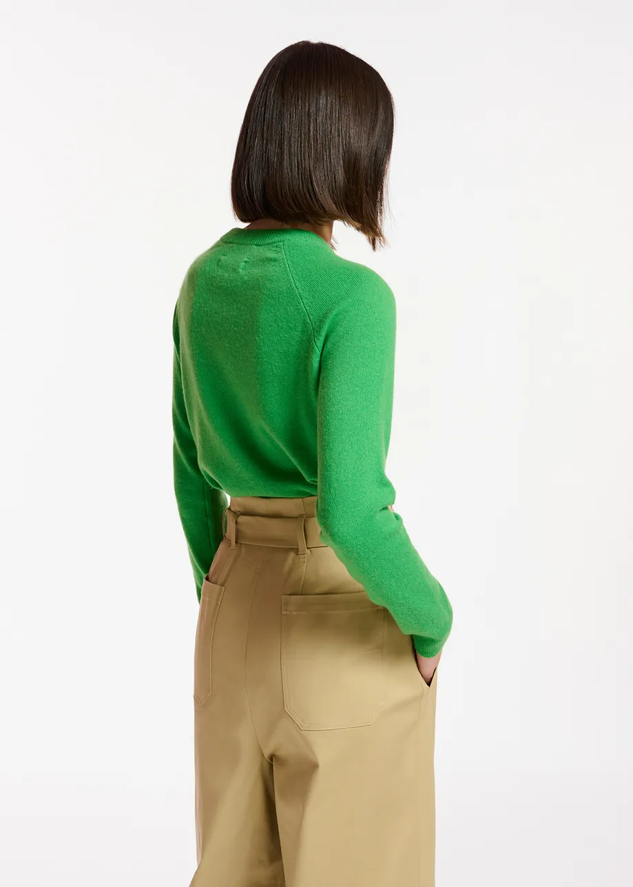 Green cashmere knit sweater