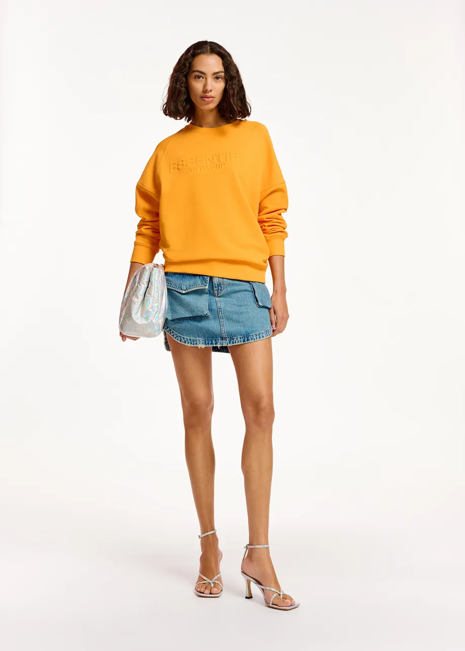 Orange organic cotton-jersey sweatshirt