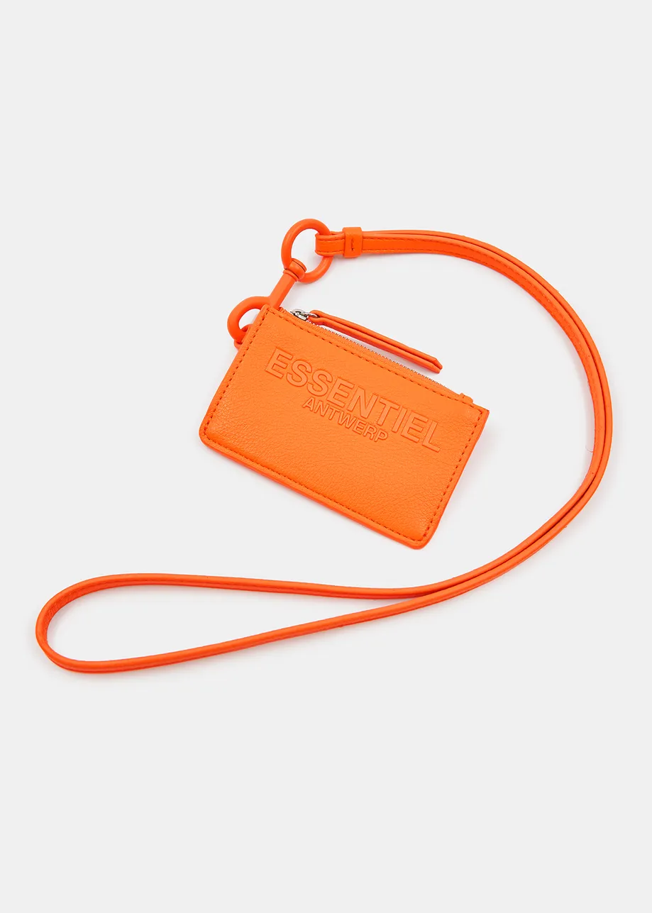 Porte-carte orange néon avec bandoulière