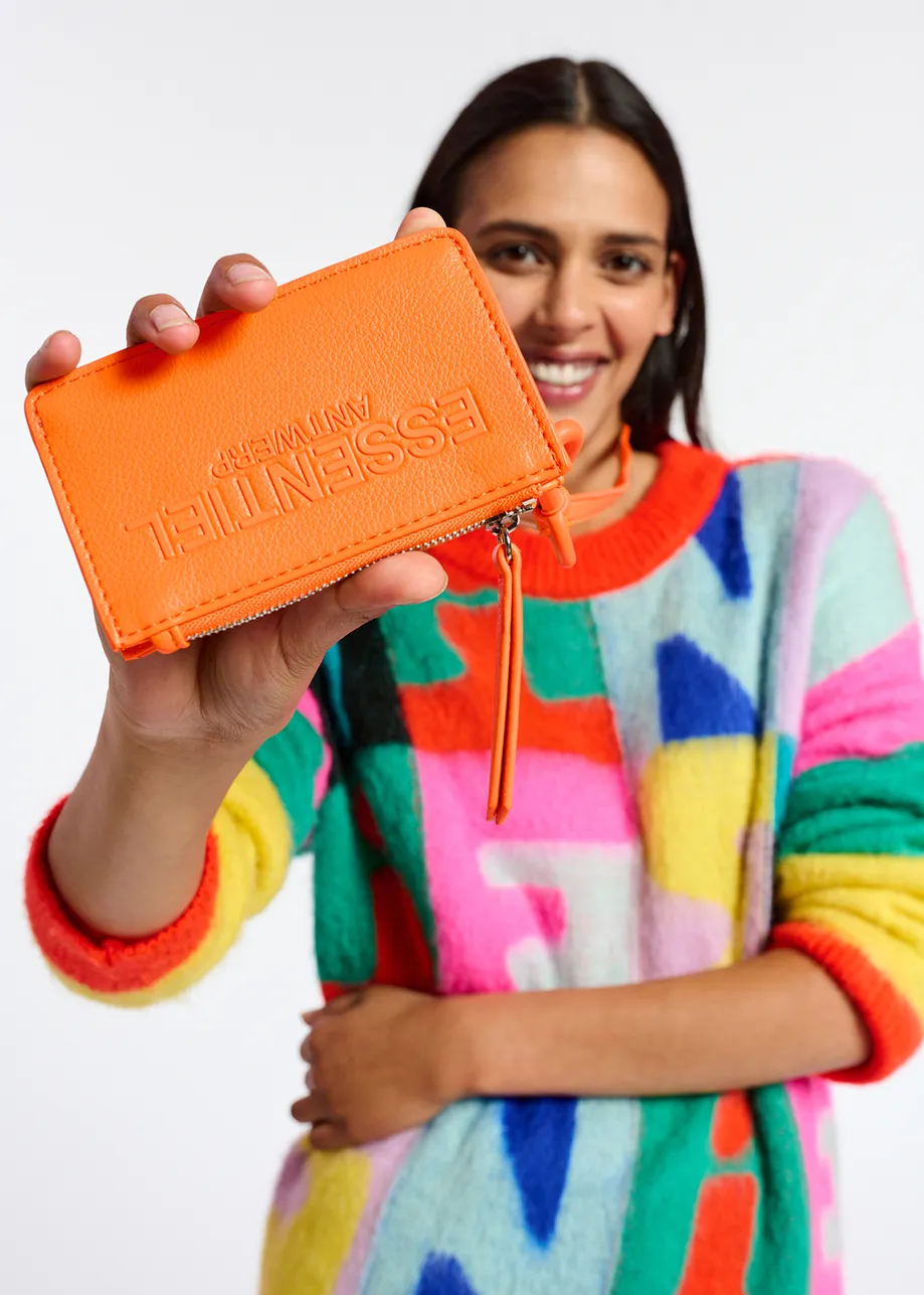 Neon orange cardholder with strap