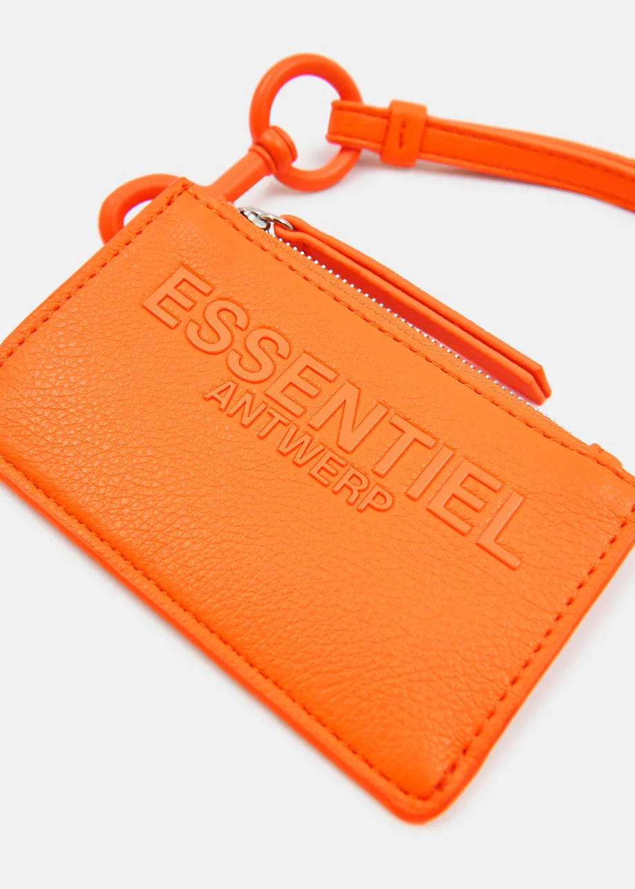 Porte-carte orange néon avec bandoulière
