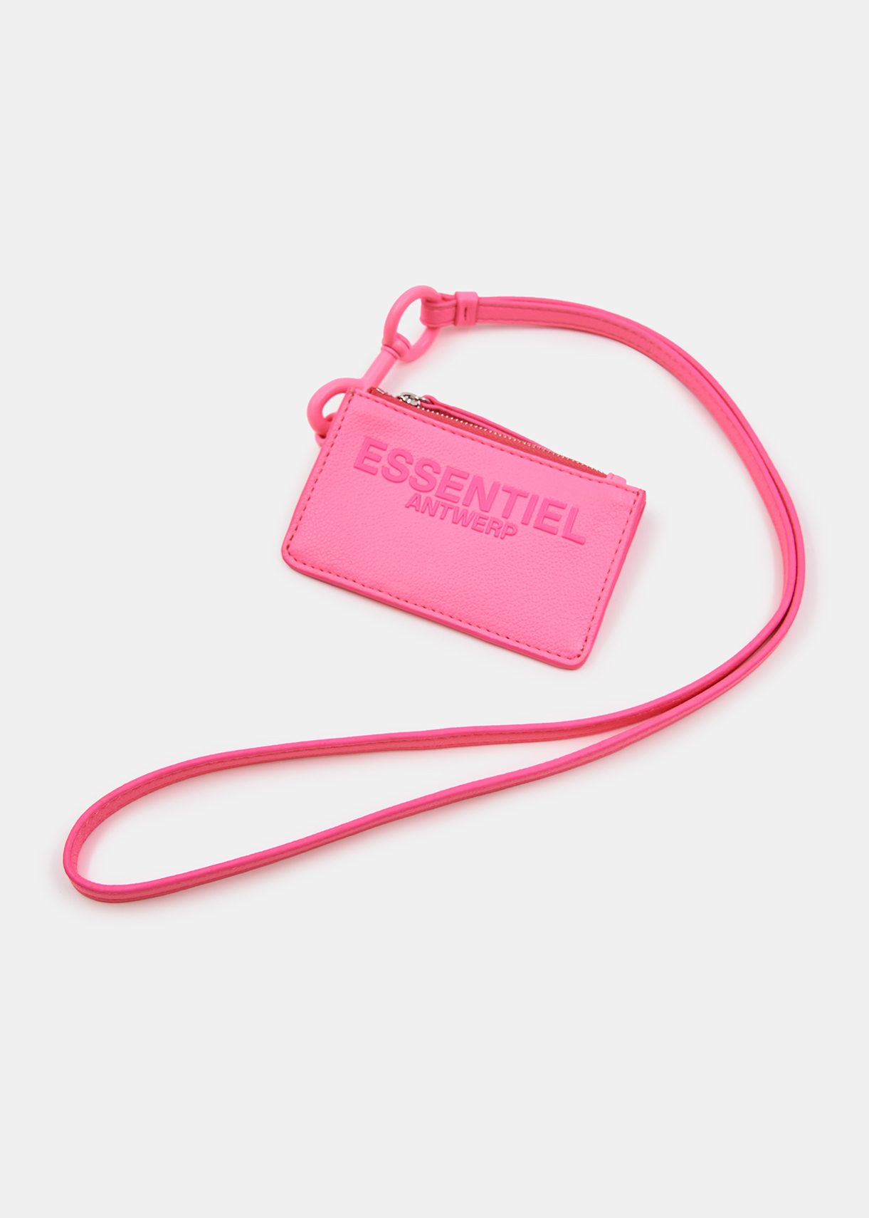 Neon pink cardholder with strap | Essentiel Antwerp Spain