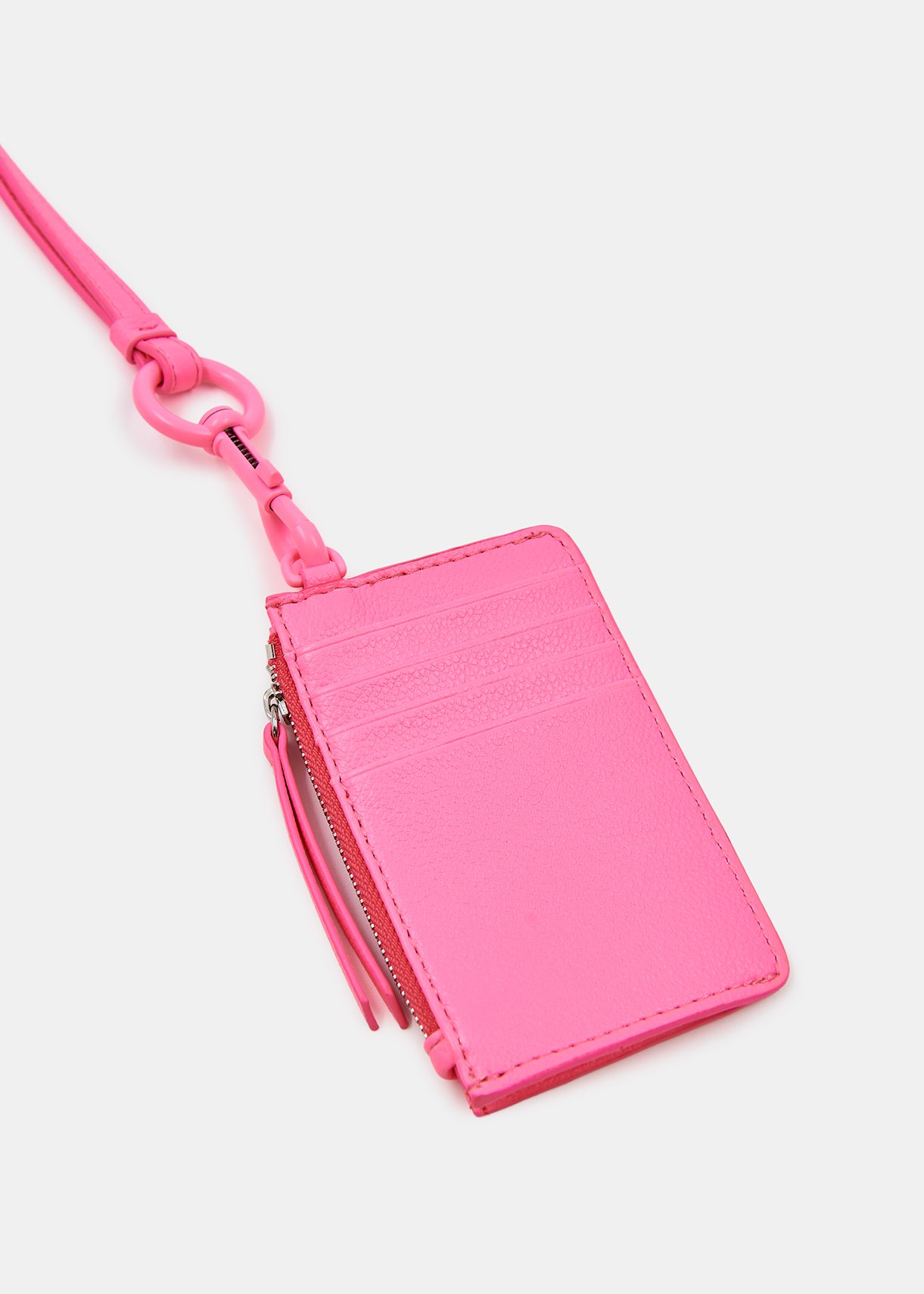 Neon pink cardholder with strap | Essentiel Antwerp Spain