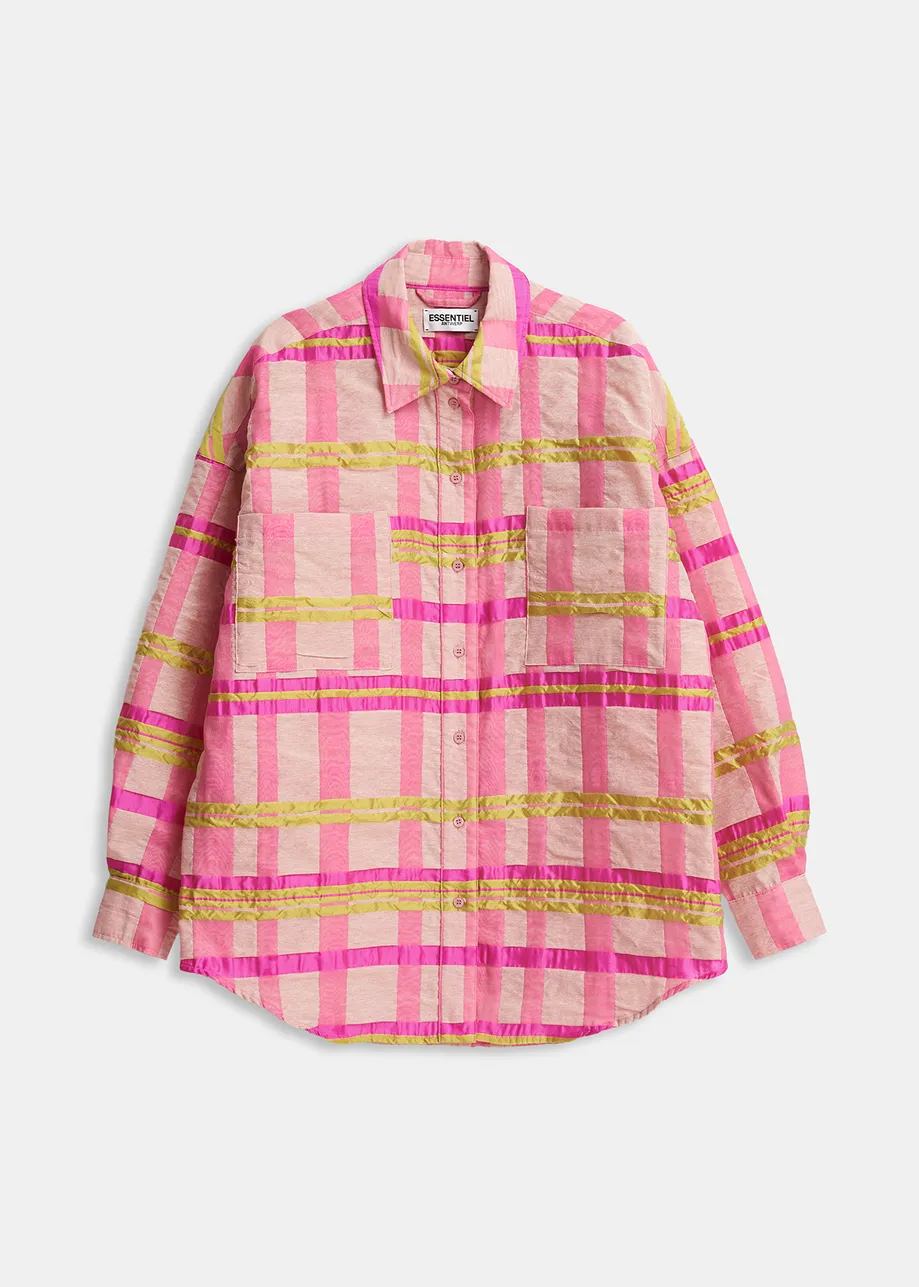 Light pink, pink and yellow oversized shirt with check motif