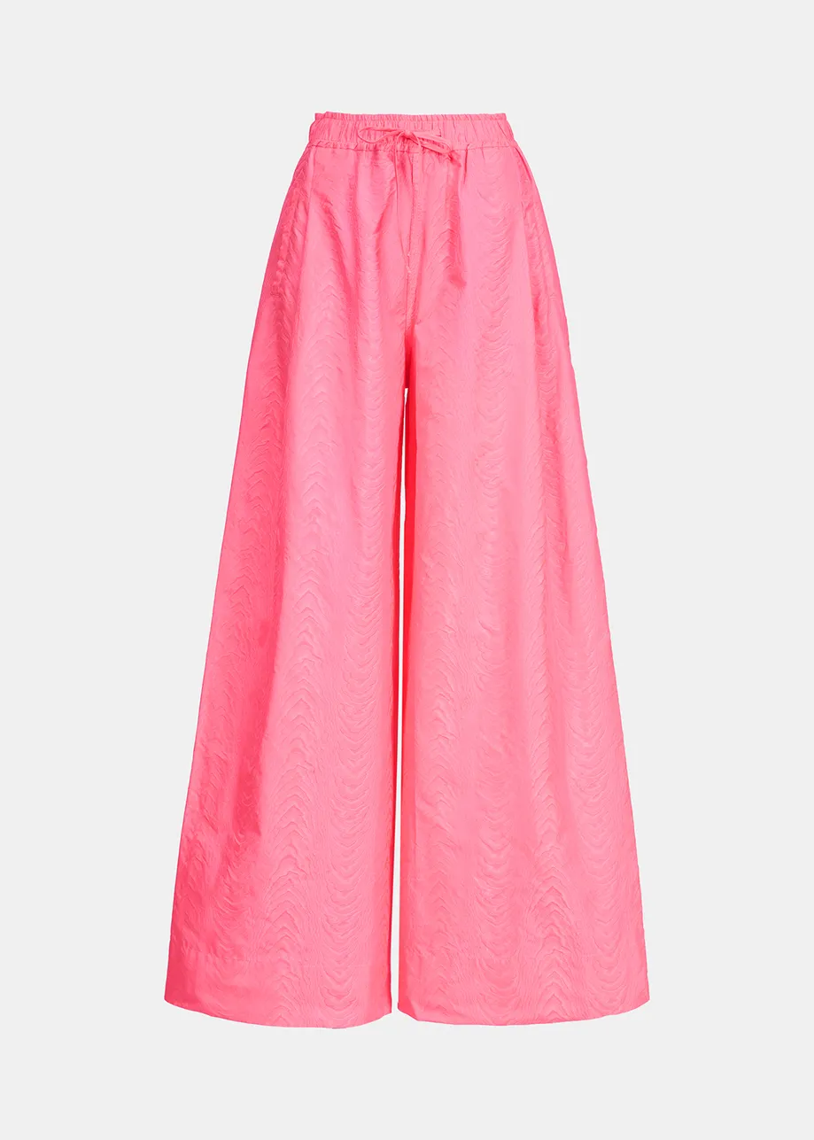 Fluoroze jacquard broek met brede pijpen