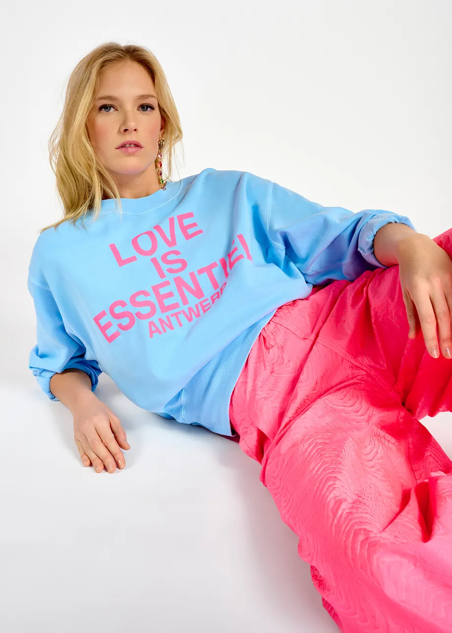 Fluoroze jacquard broek met brede pijpen