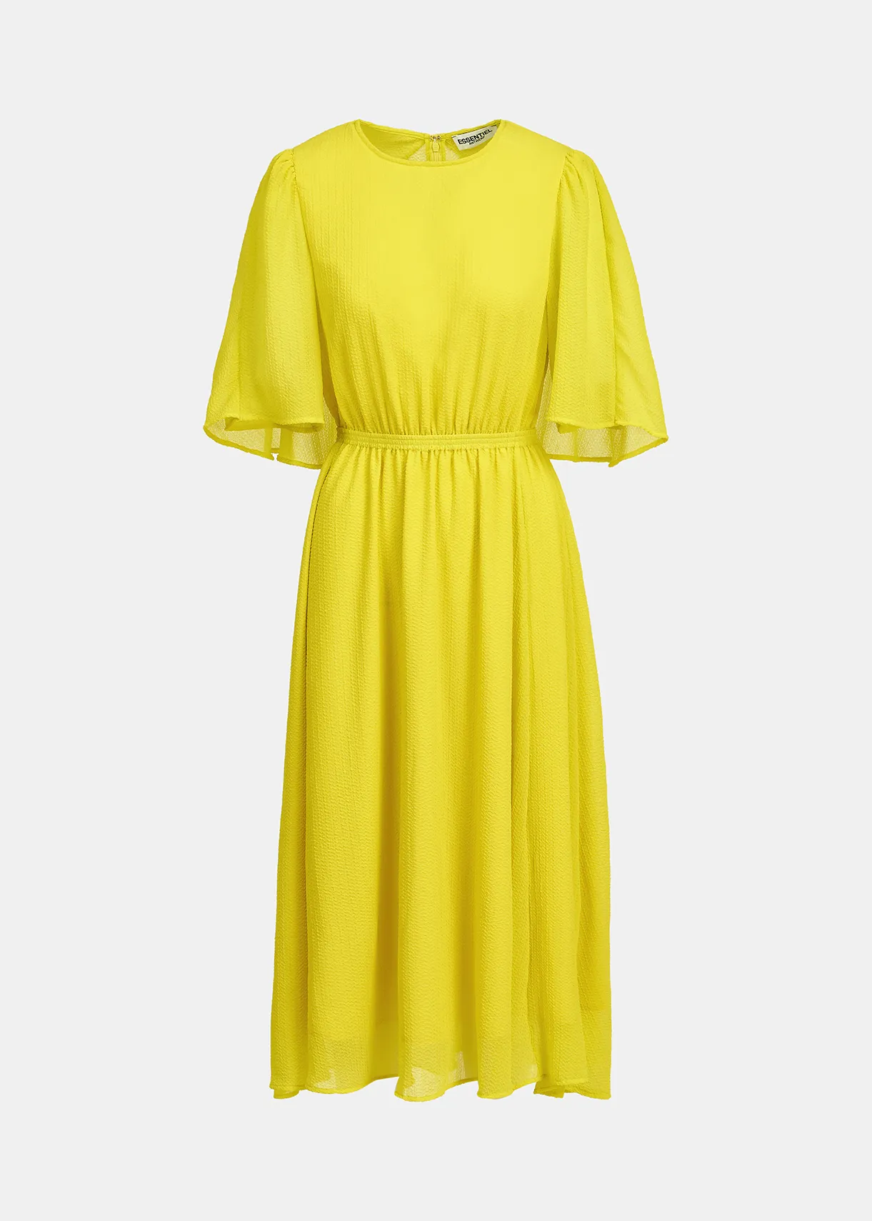 Yellow midi-length dress with cape-effect sleeves Essentiel