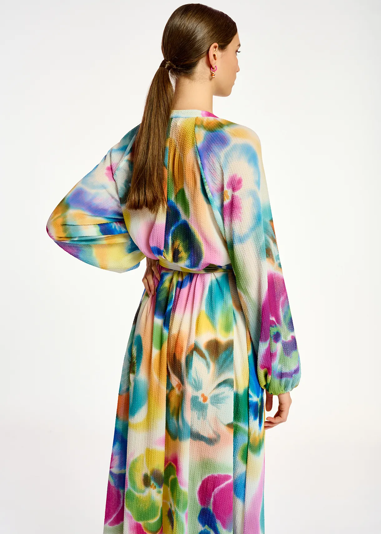 Multicolor floral print midi-length shirt dress Essentiel