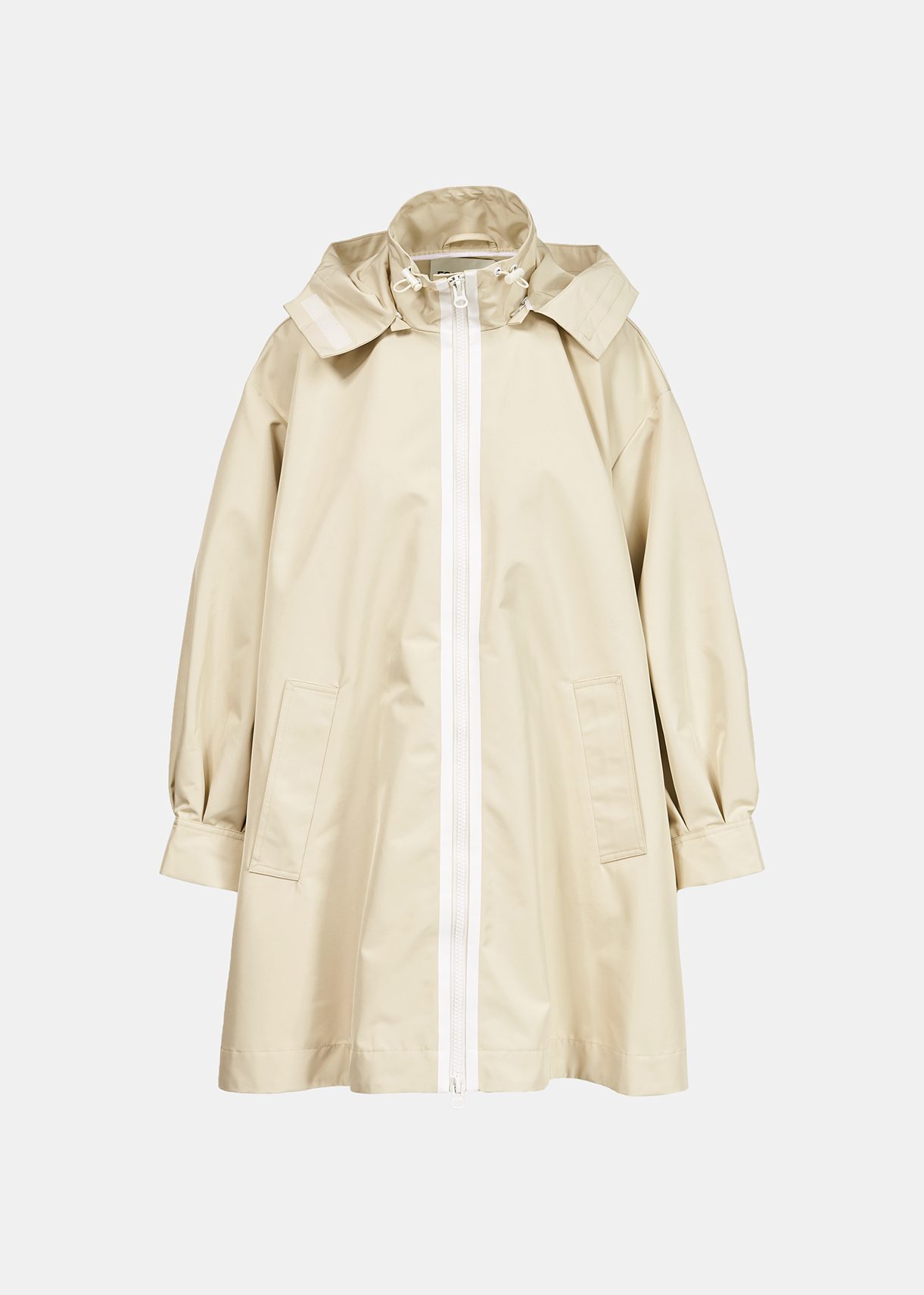 Ecru oversized hooded raincoat