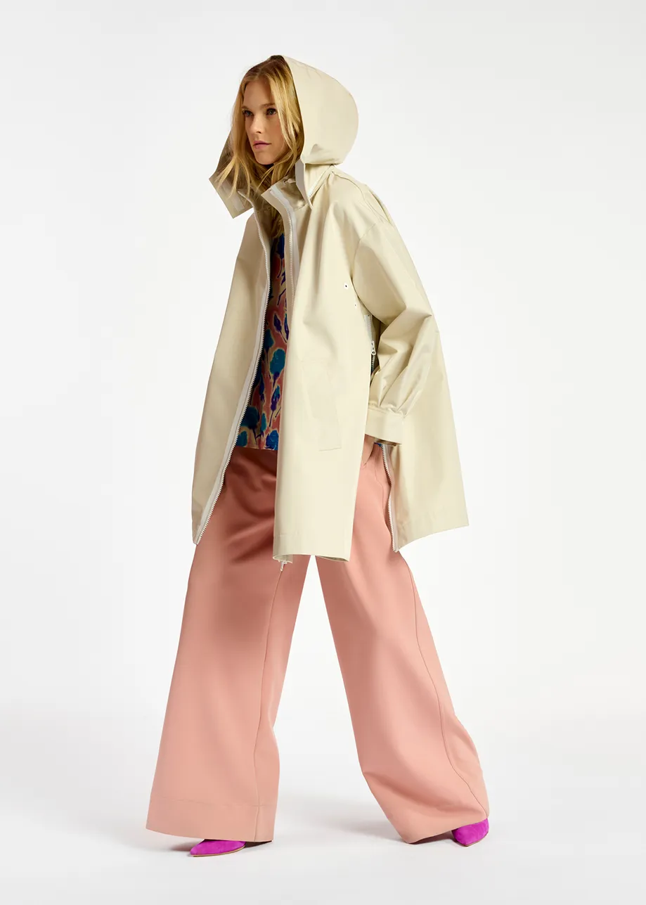 Ecru oversized regenjas met kap