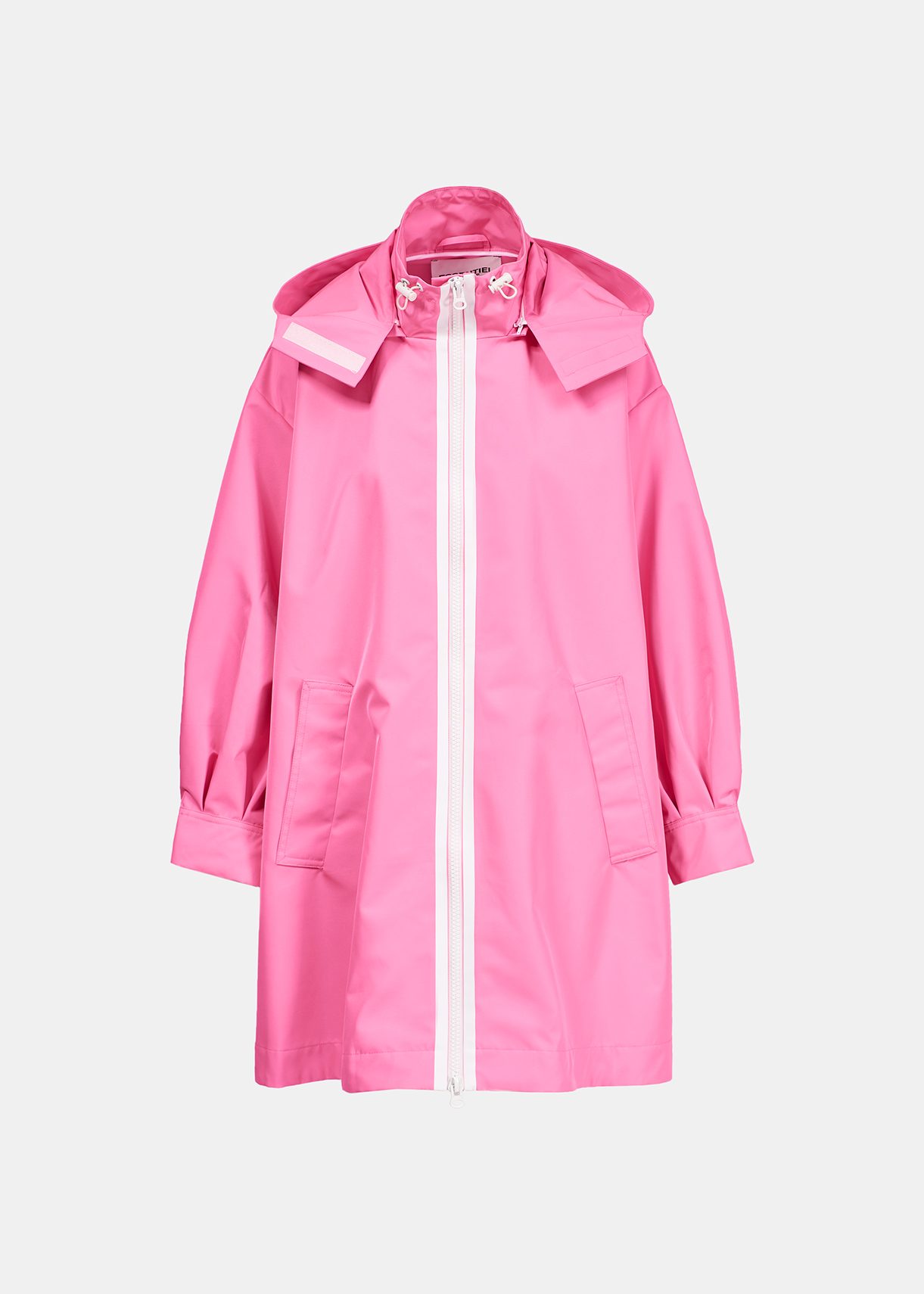 Neon pink oversized hooded raincoat