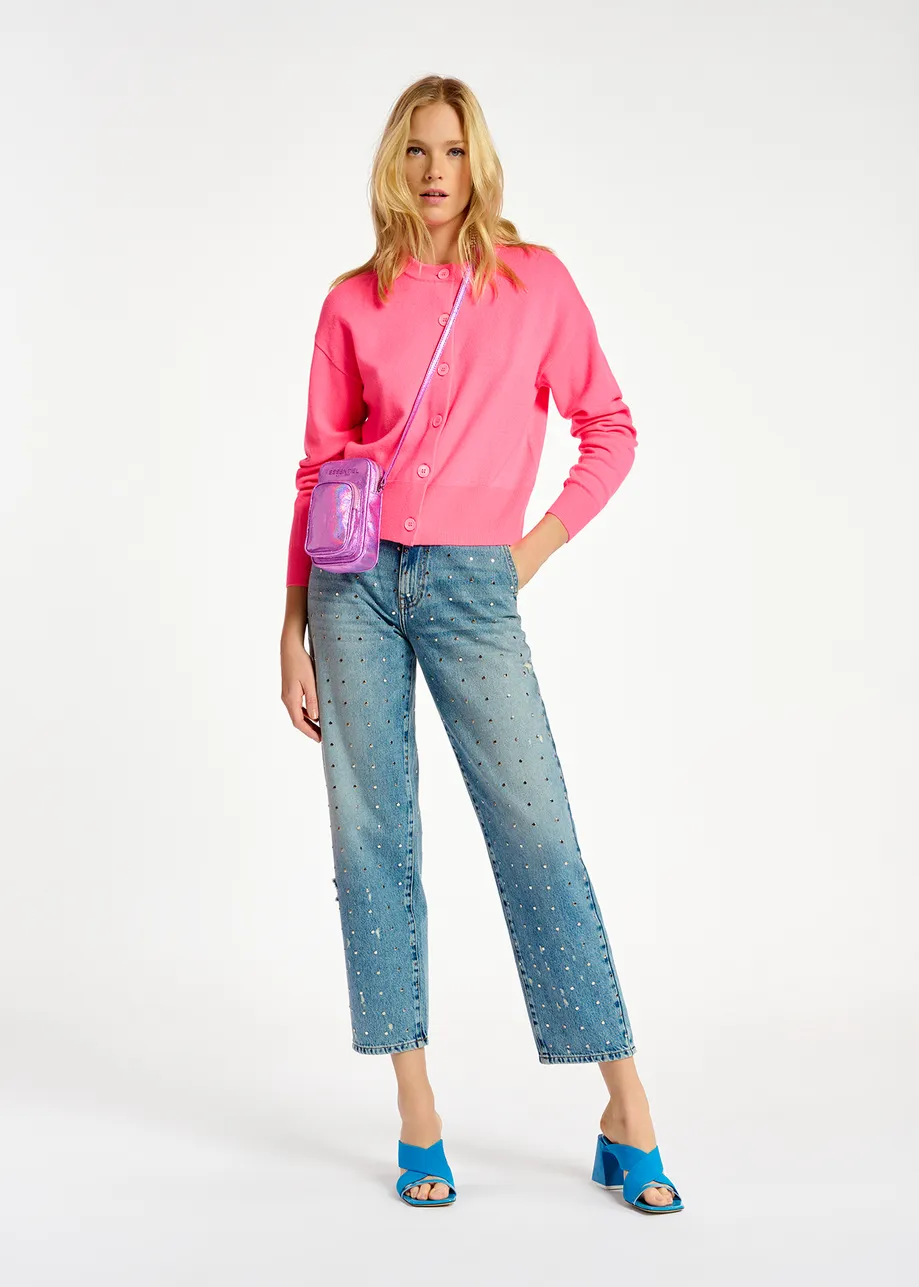 Purple metallic mini shoulder bag