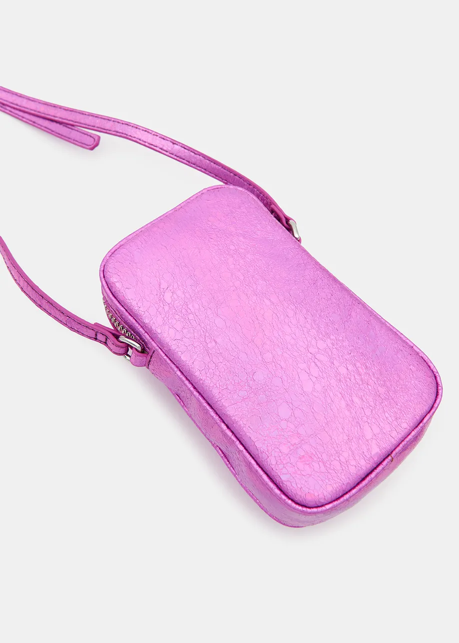 Purple metallic mini shoulder bag