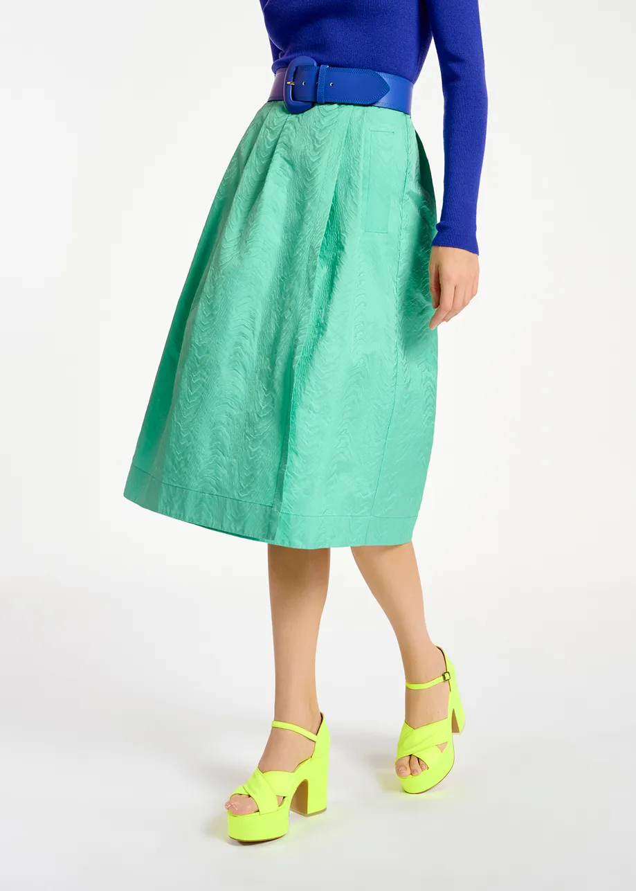 Midi-wikkelrok in turquoise jacquard