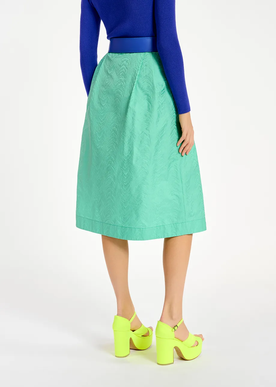 Midi-wikkelrok in turquoise jacquard