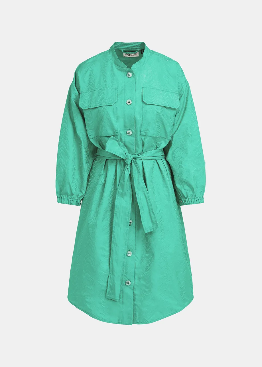 Turquoise jacquard shirt dress