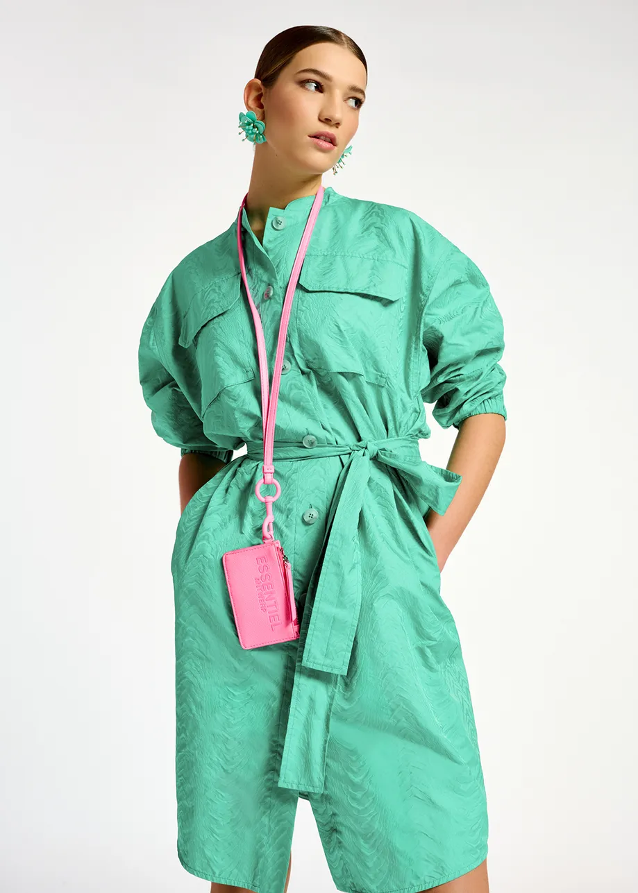 Turquoise jacquard shirt dress