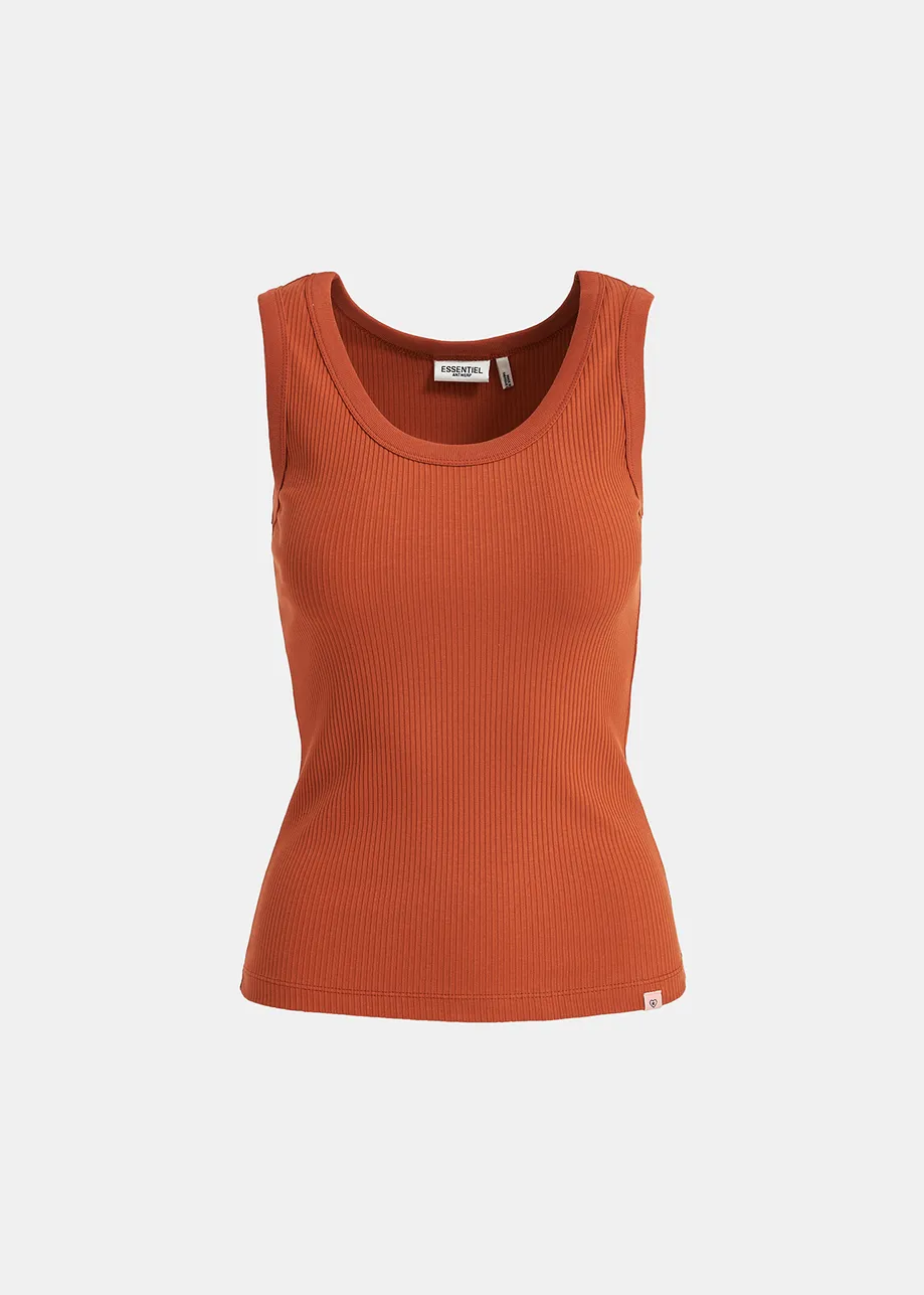 Dark orange organic cotton-jersey tank top