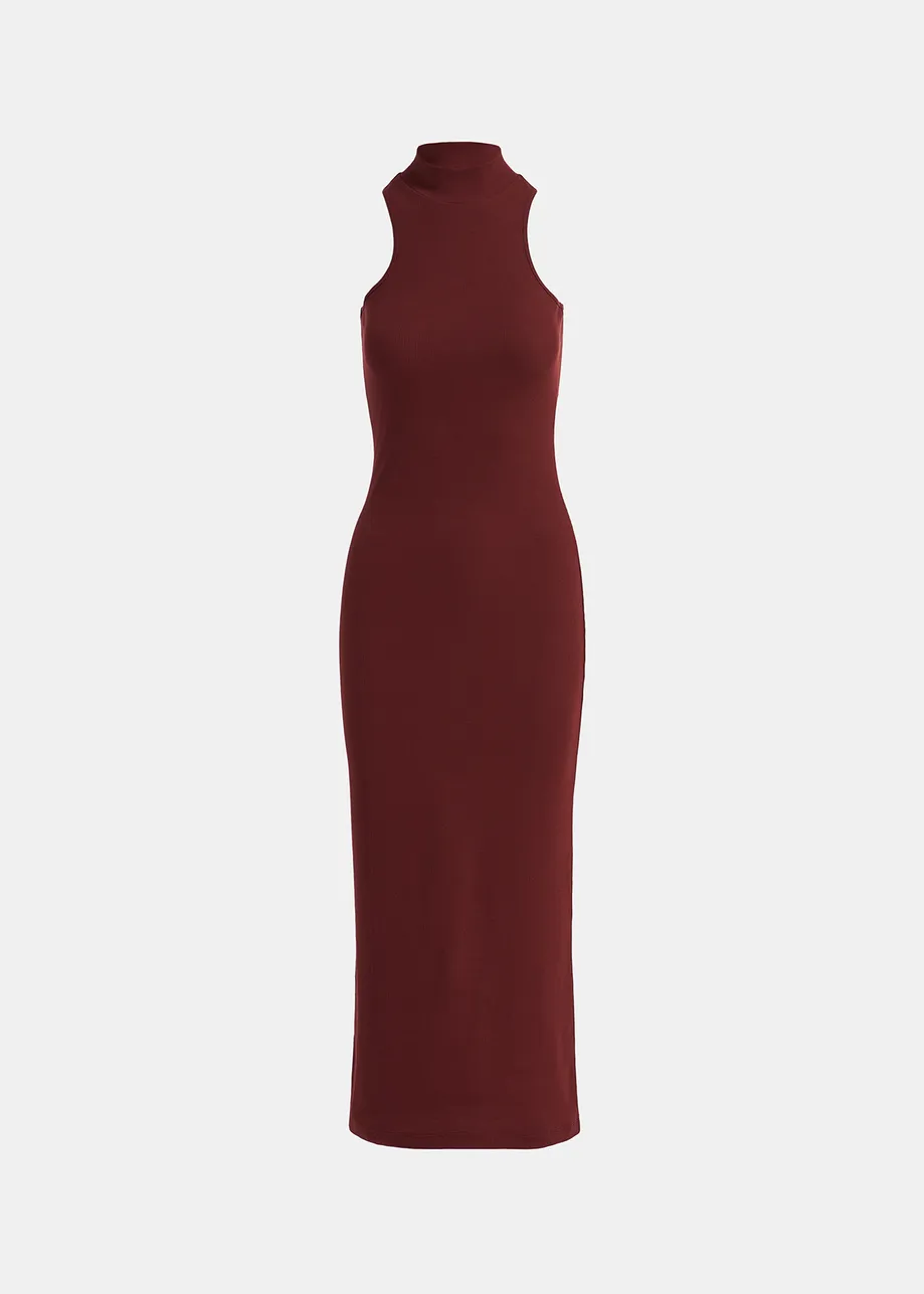 Bordeaux midi-jurk van biokatoen-jersey