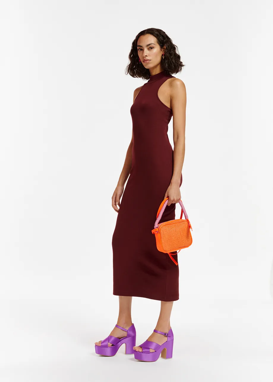 Bordeaux midi-jurk van biokatoen-jersey