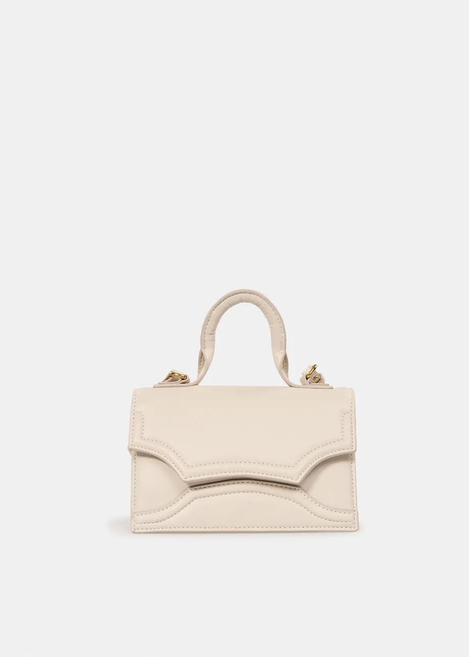 Ecru faux leather mini bag