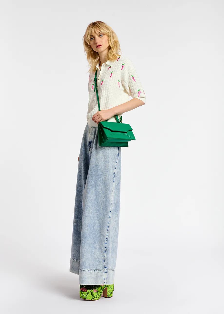 Green faux leather mini bag